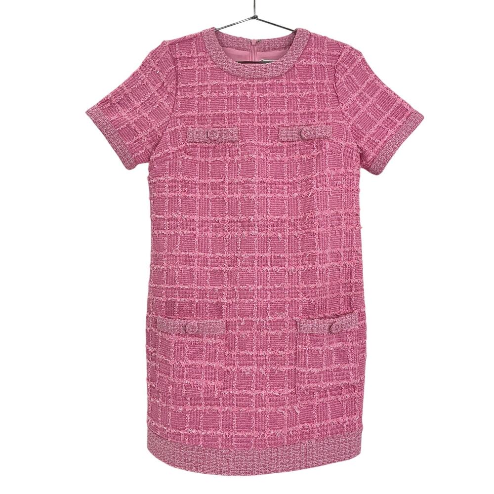 Endless Rose Tweed Pink Shift Mini Dress Size S - Picture 2 of 4